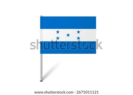 Honduras flag - map pin flag representing a country cultural identity and heritage. The essence of national pride and unity. Map pin flag stuck in a white background