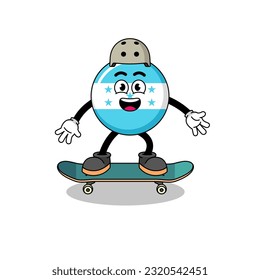 honduras flag mascot playing a skateboard , character design