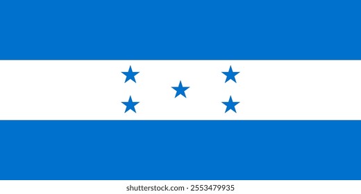 Honduras flag in official colors, dimensions and aspect ratio. Vector flag symbolizing national pride, identity, heritage, patriotism and authority