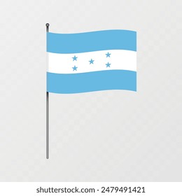 Honduras Flagge auf Fahnenmast. Vektorillustration.