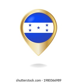 Honduras flag on golden pointer map, Vector illustration eps.10