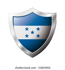 Honduras Flag On Metal Shiny Shield Stock Vector (Royalty Free ...