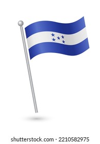 Honduras flag on pole waving in the wind vector illustration