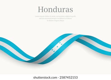 Honduras flag on Waving ribbon. Template for independence day