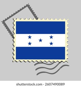 Honduras flag postage stamp. Isolated vector illustration on grey post stamp background