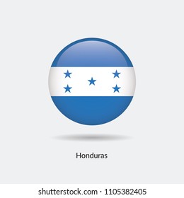 Honduras flag - round glossy button. Vector Illustration.