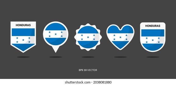 Honduras Flag Set Vector Illustration. Good Used for Sticker, Logo, Icon, Clipart, Etc - EPS 10 Vector