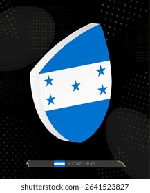 Honduras Flag Shield icon in 3D on Dark Modern Abstract Rugby Background. Perfect for sports events, heritage themes, national celebrations, and patriotic designs.