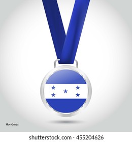 Honduras Flag in Silver Medal. Vector Illustration. RIO Olympic Game silver Medal. Vector Illustration