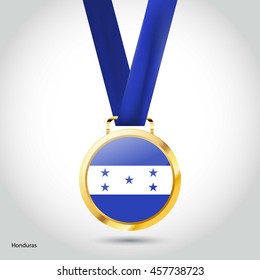 Honduras Flag in Silver Medal. Vector Illustration. RIO Olympic Game gold Medal. Vector Illustration