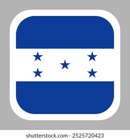 Honduras flag square flat vector with rounded corners and white border, vector illustration