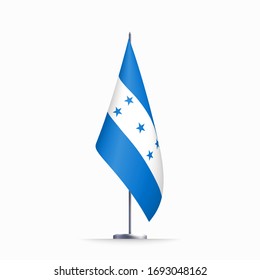 Honduras flag state symbol isolated on background national banner. Greeting card National Independence Day of the Republic of Honduras. Illustration banner with realistic state flag.