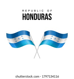 Honduras flag state symbol isolated on background national banner. Greeting card National Independence Day of the Republic of Honduras. Illustration banner with realistic state flag.