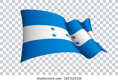 Honduras flag state symbol isolated on background national banner. Greeting card National Independence Day of the Republic of Honduras. Illustration banner with realistic state flag.