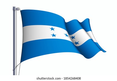 Honduras flag state symbol isolated on background national banner. Greeting card National Independence Day of the Republic of Honduras. Illustration banner with realistic state flag.