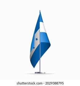 Honduras flag state symbol isolated on background national banner. Greeting card National Independence Day of the Republic of Honduras. Illustration banner with realistic state flag.