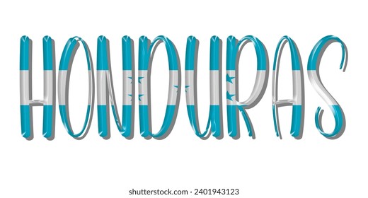 HONDURAS flag text font, 3D HONDURAS flag colorful background, HONDURAS flag vector illustration