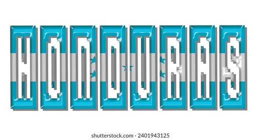 HONDURAS flag text font, 3D HONDURAS flag colorful background, HONDURAS flag vector illustration