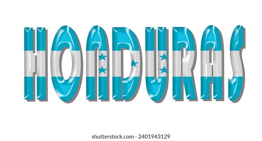 HONDURAS flag text font, 3D HONDURAS flag colorful background, HONDURAS flag vector illustration