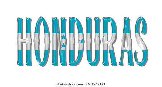 Fuente de texto de la marca HONDURAS, fondo coloreado de la bandera HONDURAS 3D, ilustración vectorial de la bandera HONDURAS