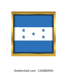 Honduras Flag Vector Square Icon - Illustration, Flag of Honduras. Abstract concept, icon,golden square, button. Raster illustration on white background.