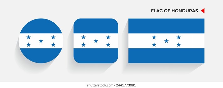 Banderas de Honduras dispuestas en forma redonda, cuadrada y rectangular