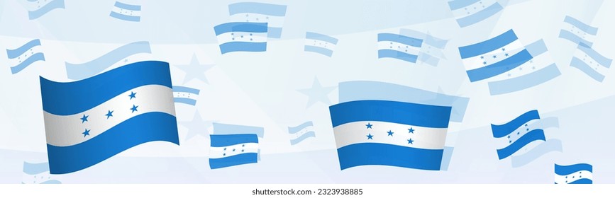 Honduras flag-themed abstract design on a banner. Abstract background design with National flags. Vector illustration.