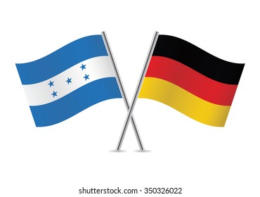 Honduras and Germany flags. Vector illustration.