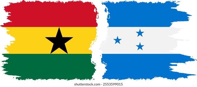 Honduras and Ghana grunge flags connection, vector