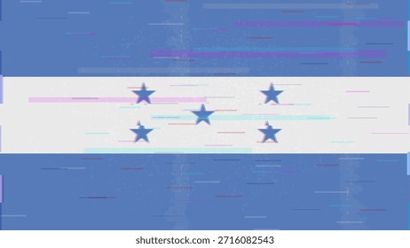Vector Video de bandera de falla de Honduras, distorsión dividida RGB, ilustración de marco abstracto digital