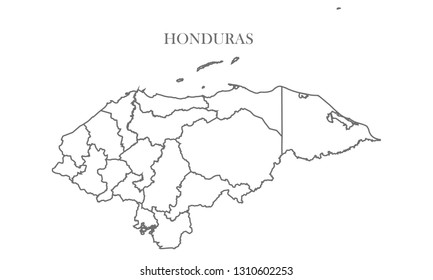 Honduras Gray Line Map Stock Vector (Royalty Free) 1310602253 ...