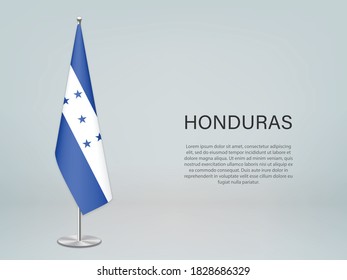 Honduras colgando la bandera en el estrado. Plantilla para banner de conferencia política