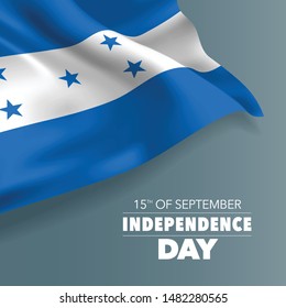 Honduras happy independence day greeting card, banner, vector illustration. National day 15th of September background with elements of flag, square format 