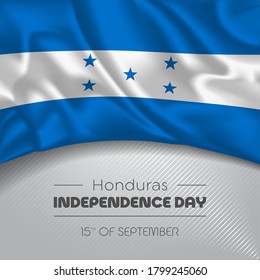 Honduras happy independence day greeting card, banner vector illustration. National holiday 15th of September square design element with waving flag