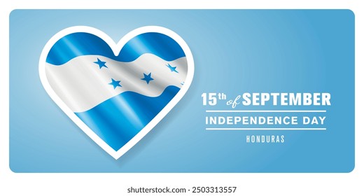 Honduras happy independence day greeting card, banner vector illustration. Hondurans national holiday 15th of September design element with 3D flag