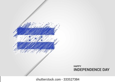 Honduras Happy independence day scribble flag. Hand drawn Country flag on Gray crumbled paper. vintage background wallpaper vector illustration.