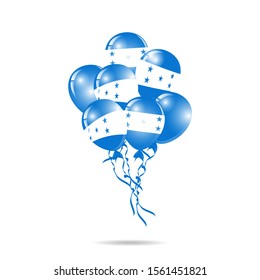 Honduras Happy National Day greeting card. balloons flag of Honduras with ribbon isolated on white background. Template for poster, banner, flyer, invitation, brochure, card, cover
