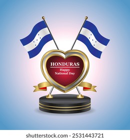 Honduras Happy National Day small table flag with Golden Heart