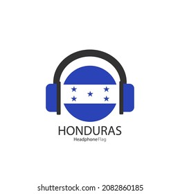 Honduras Kopfhörer Fahne Vektorgrafik auf weißem Hintergrund. 