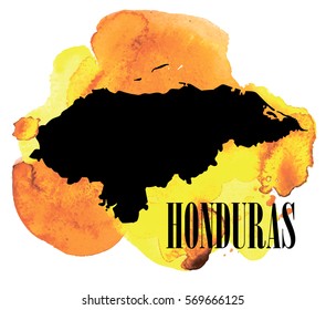 Honduras. High detailed vector maps. Spray watercolor paint.