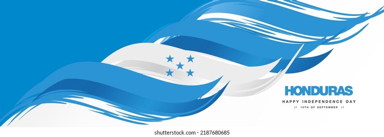 Honduras Independence day, abstract hand drawn national flag of Honduras, white background banner