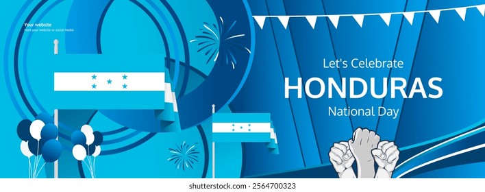 Honduras Independence Day festivities banner. Trendy templates for holiday celebration, greeting card, promo, ads, or Independence event. Happy Honduras National Day on 15th September 