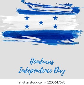 Honduras Independence day holiday. Abstract grunge brushed watercolor flag of Honduras. Tempalte for national holiday poster, banner, invitation, etc.