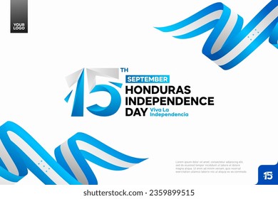 Honduras independence day logotype september 15th with flag background