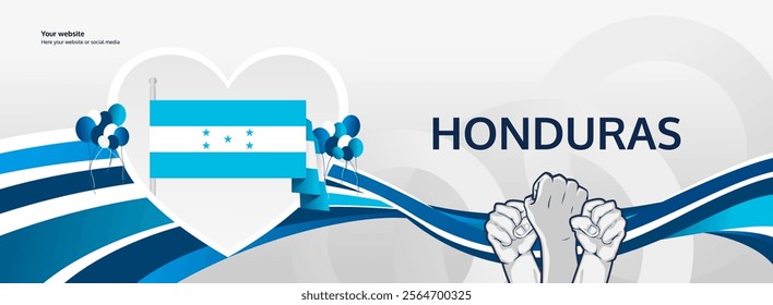 Honduras Independence Day template design with heart symbol in flag color theme. Modern abstract art for Independence spirit, perfect for National Day poster or banner