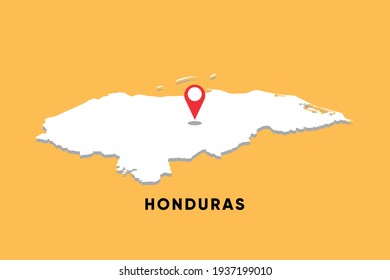 
Honduras Mapa isométrico con diseño de ilustración vectorial de icono de ubicación