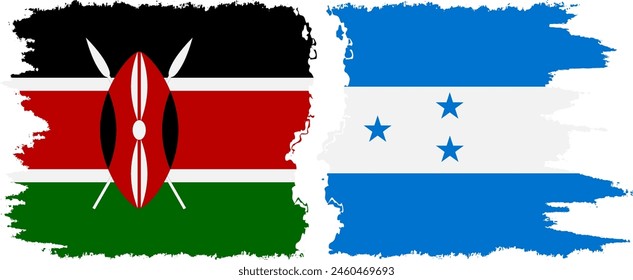 Honduras and Kenya grunge flags connection, vector