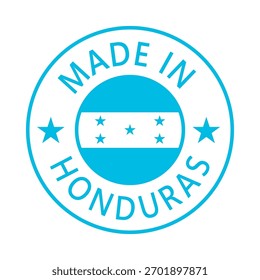 Honduras Hecho en el sello en el círculo con la Plantilla de Vector de la bandera en el fondo blanco