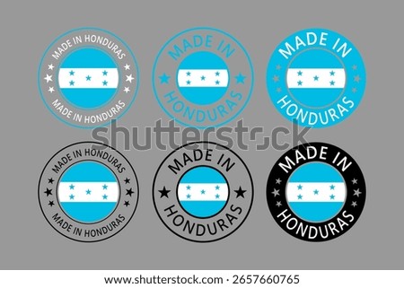 Honduras Made in Stamp in circle with flag Vector template on white background