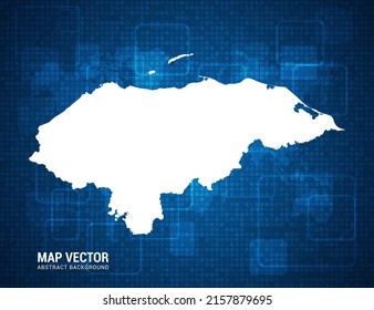 Mapa hondureño con textura de tablero de píxeles con tecnología de fondo azul abstracto.